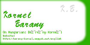 kornel barany business card